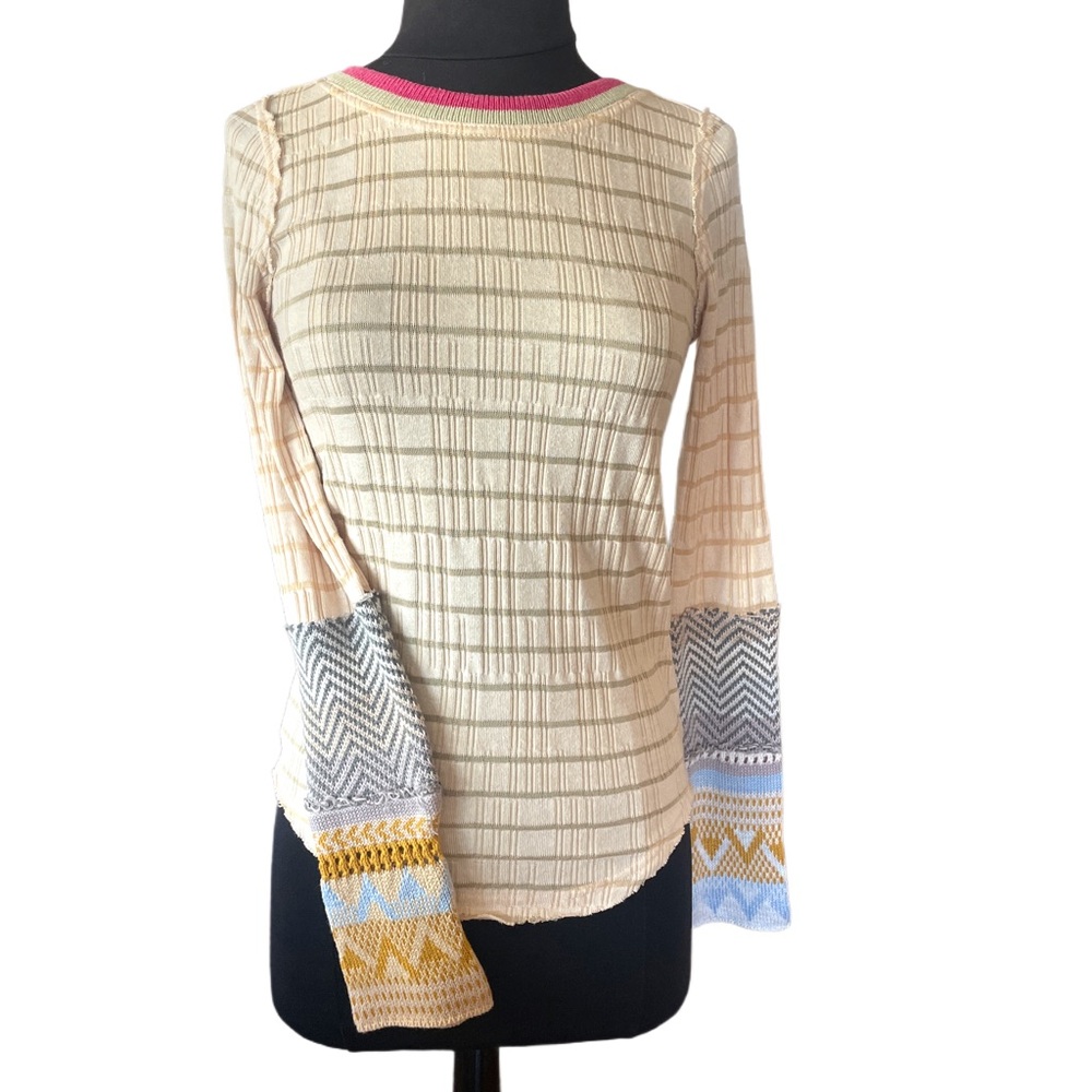 We The Free Cream and Multicolor Patterned Top